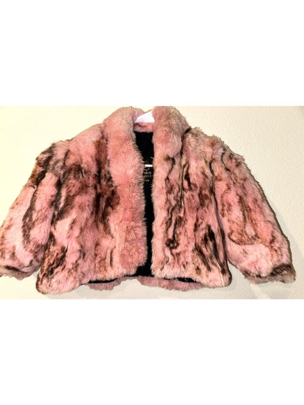 Polo Norte Real Natural Fur Coat Pink Leopard Girls Kids Jacket Sz 7